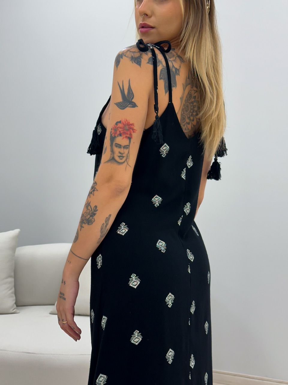 VESTIDO CAROLINA ÉTNICO PRETO