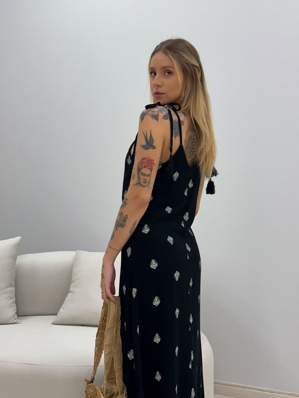 VESTIDO CAROLINA ÉTNICO PRETO