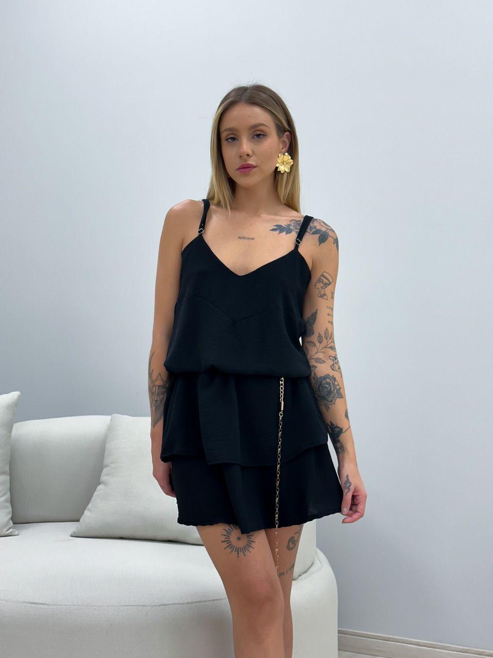 VESTIDO GABRIELLY ALÇA PRETO - 0048710032 - CAROLLA FERRARO
