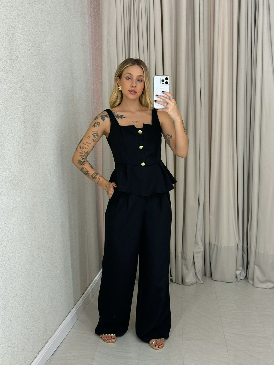 CONJUNTO CHLOE BLUSA CALÇA PRETO