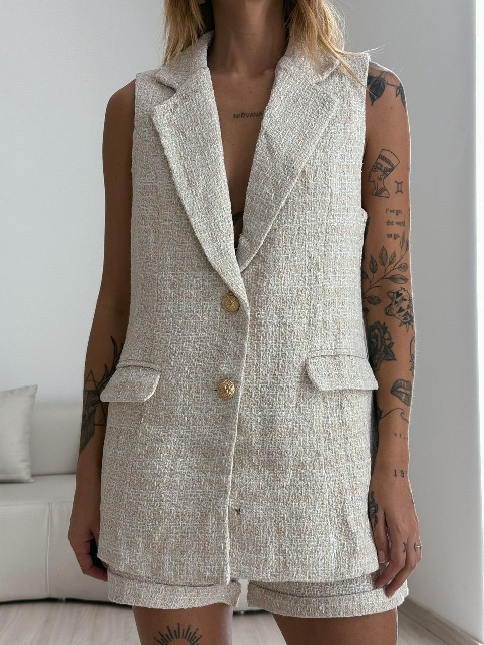 CONJUNTO YARA TWEED NUDE