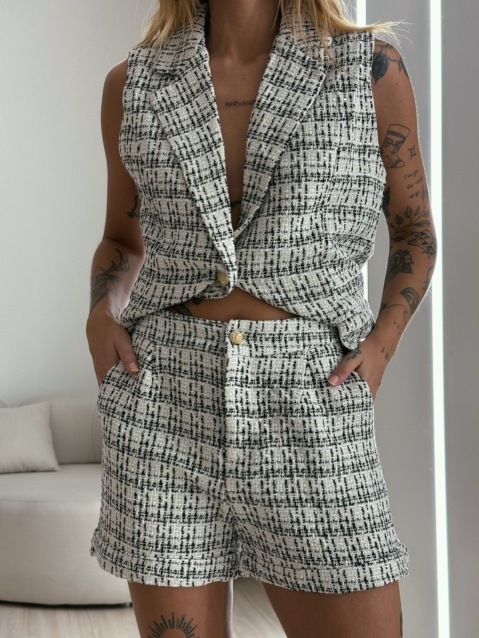 CONJUNTO YARA TWEED PRETO