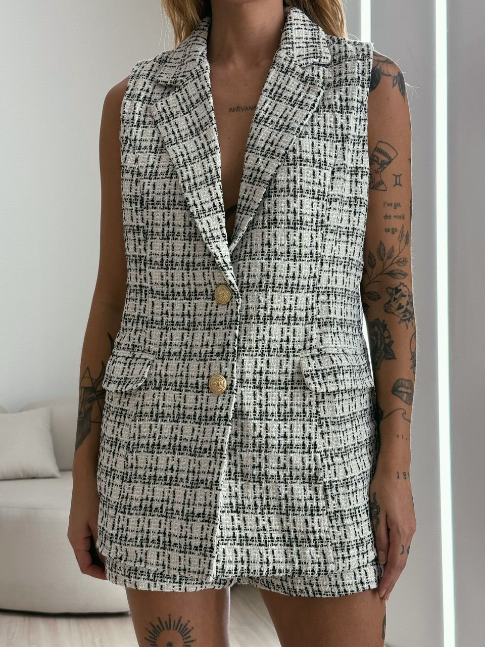 CONJUNTO YARA TWEED PRETO