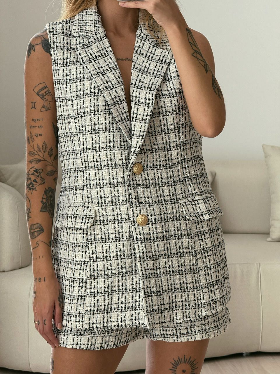 CONJUNTO YARA TWEED PRETO