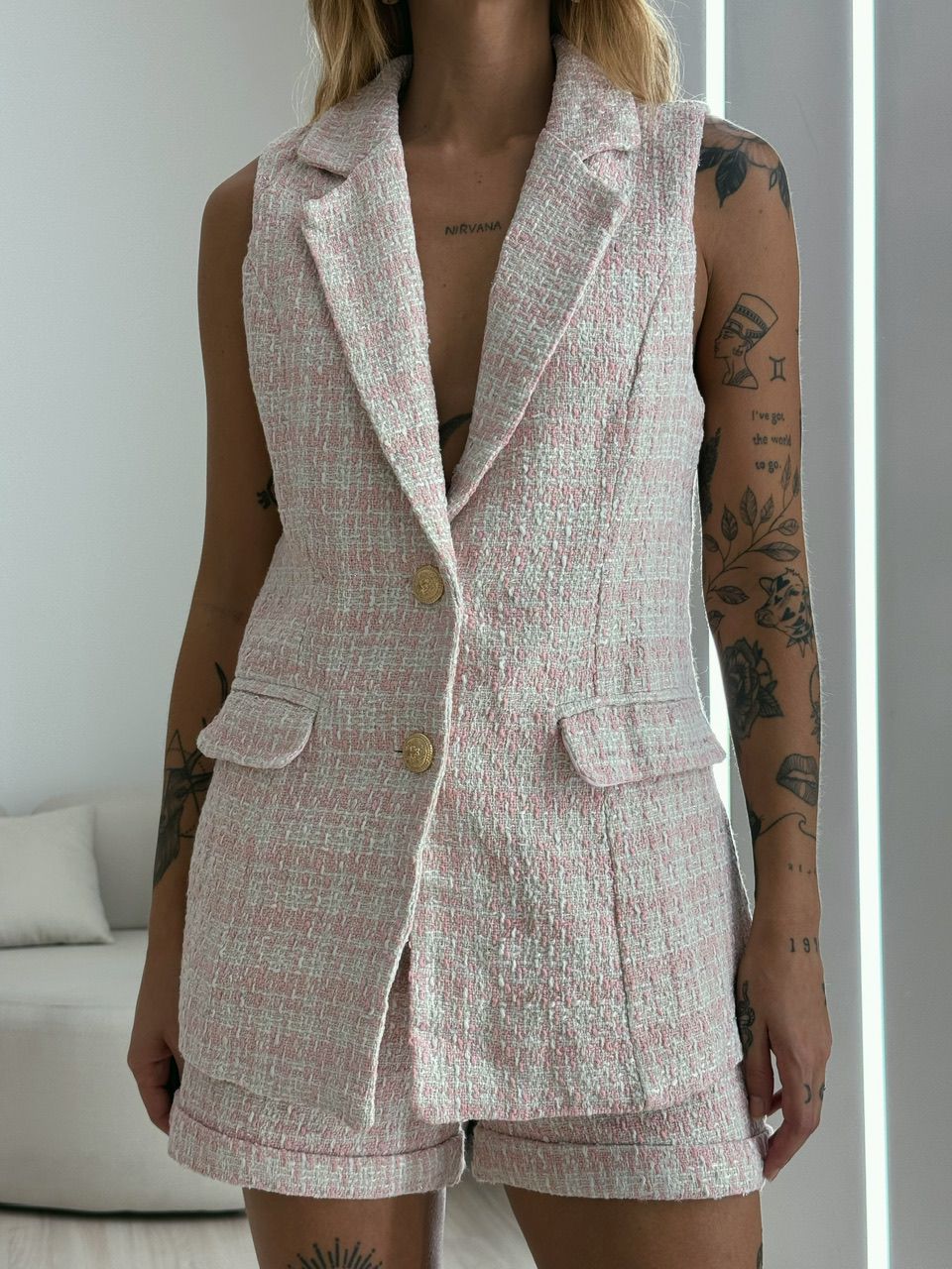 CONJUNTO YARA TWEED ROSA