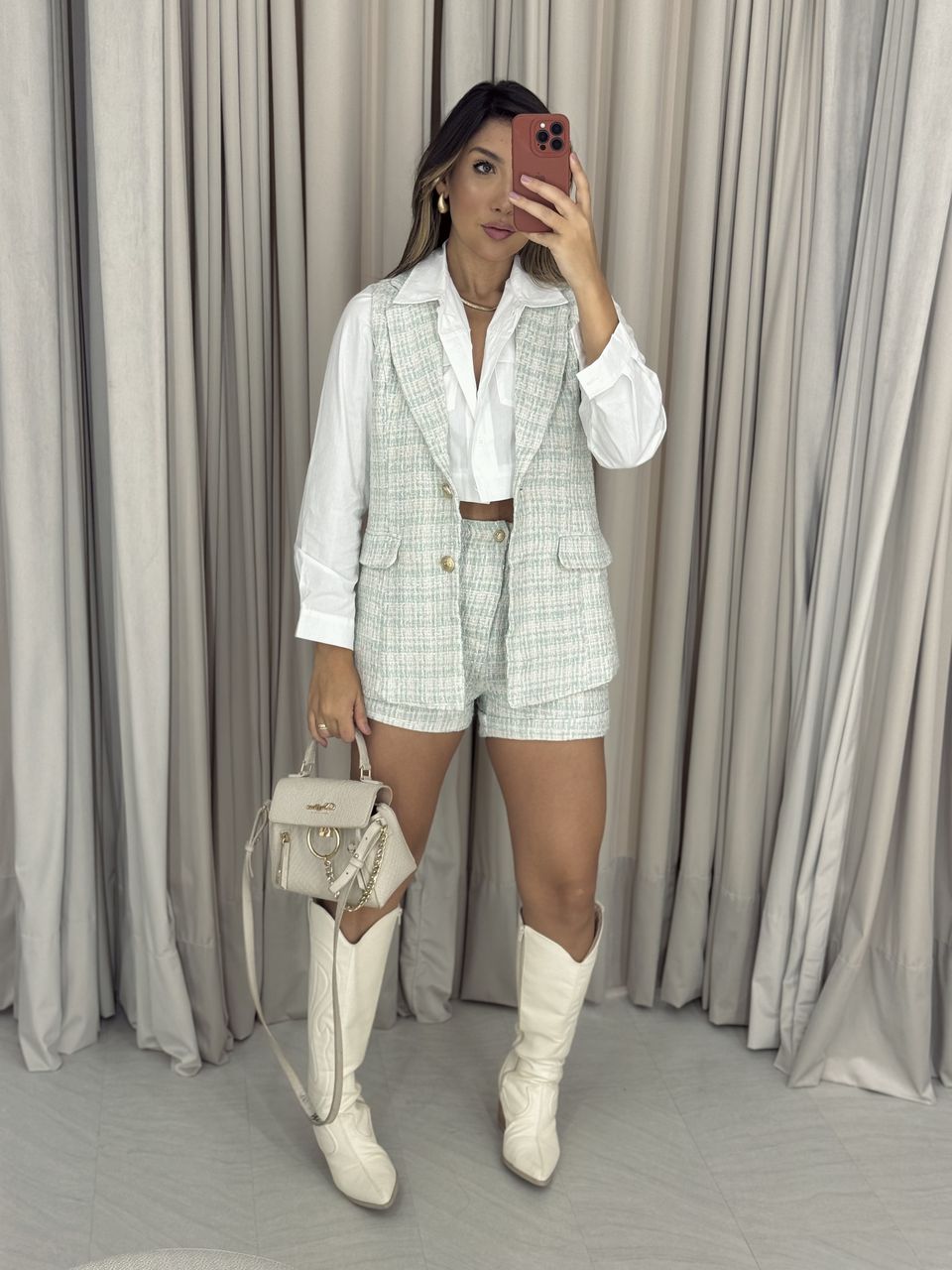 CONJUNTO YARA TWEED VERDE - 0052170014 - CAROLLA FERRARO
