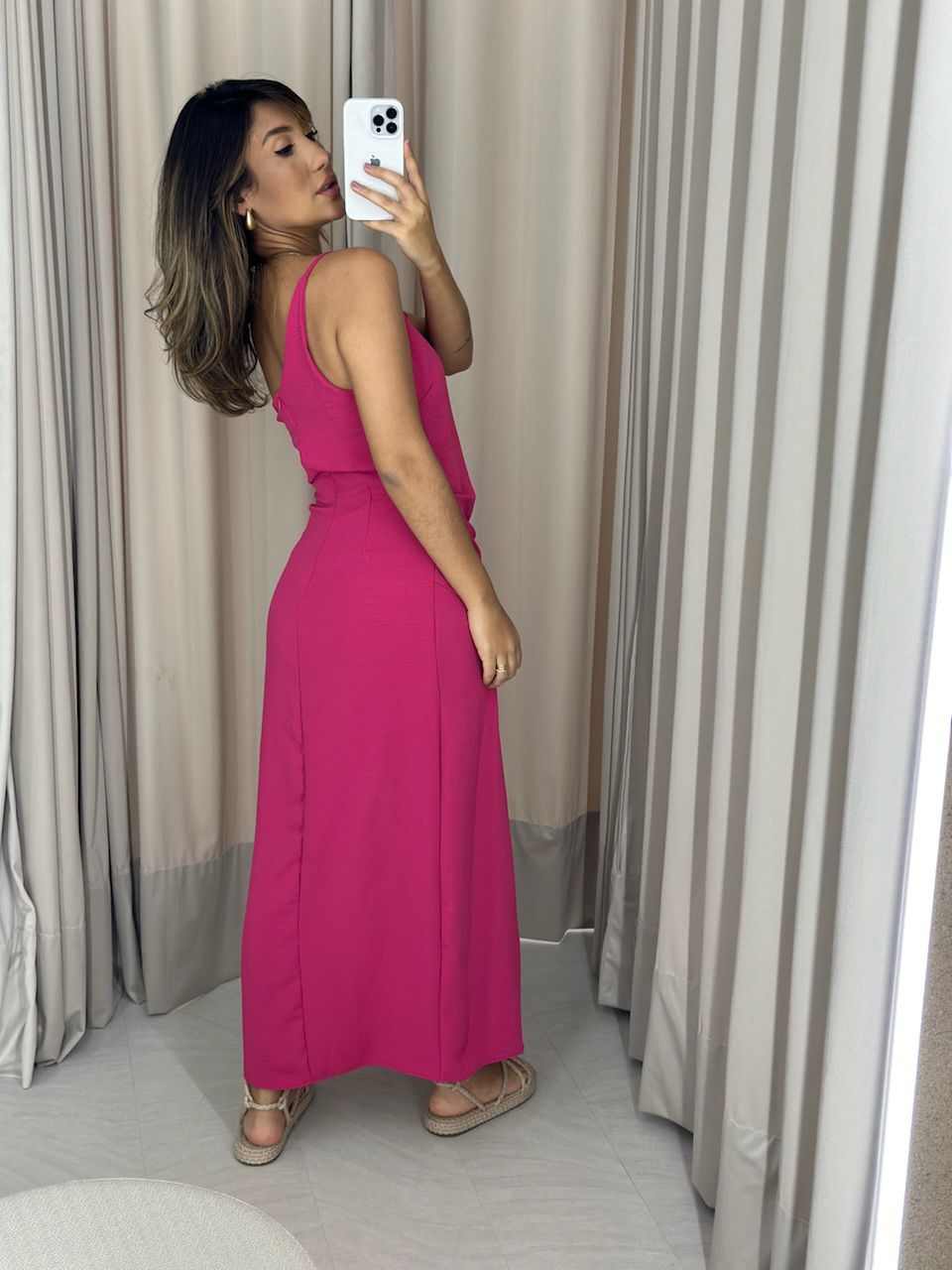 VESTIDO FENDA 02 DRAPEADO PINK