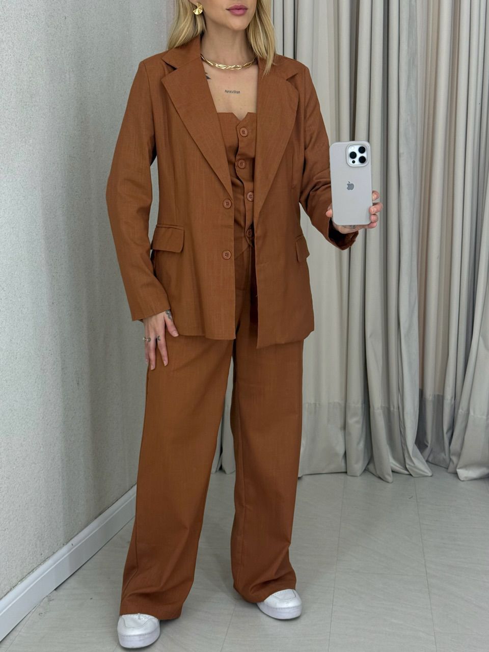 BLAZER CÉLIA LINHO CARAMELO