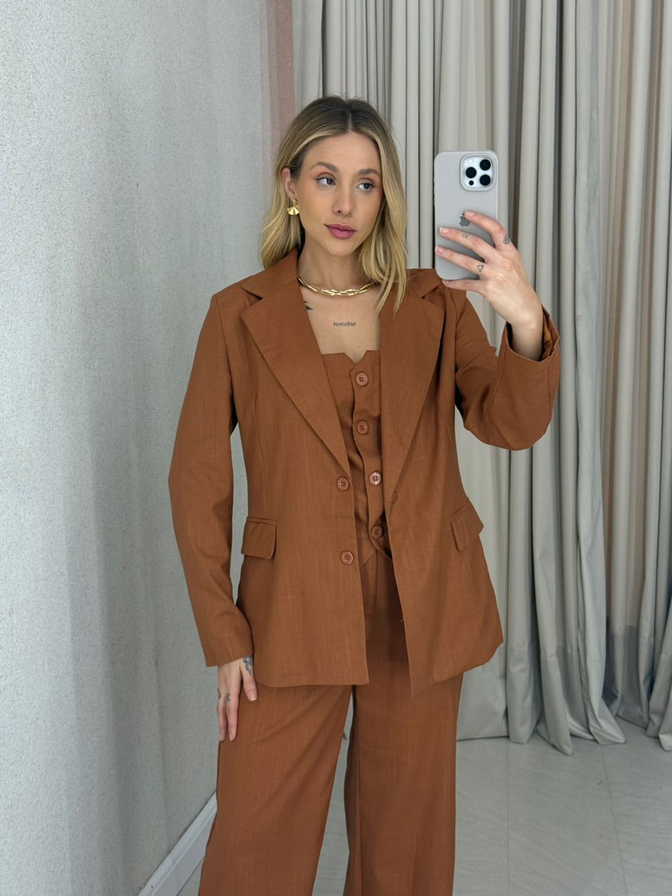BLAZER CÉLIA LINHO CARAMELO