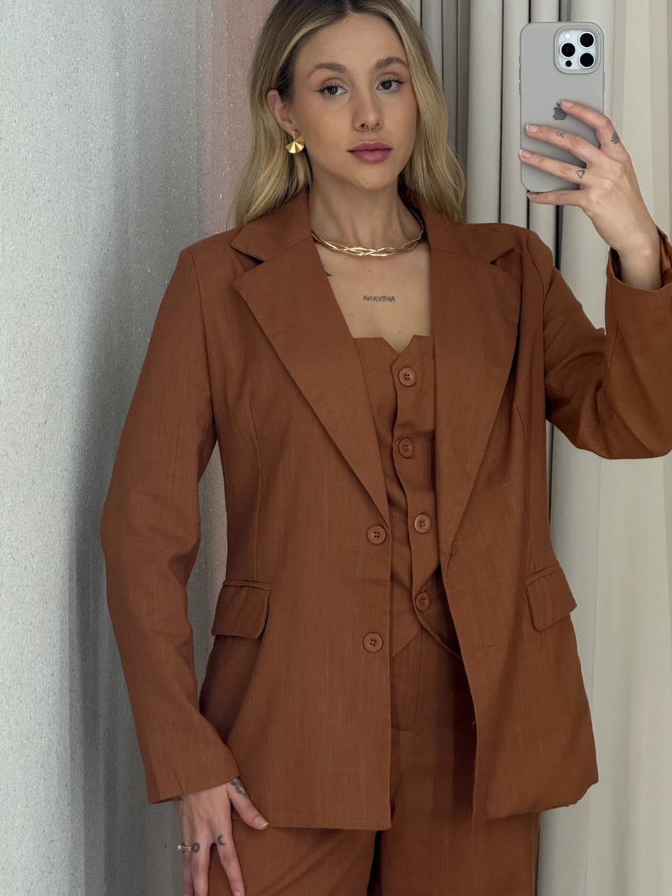 BLAZER CÉLIA LINHO CARAMELO