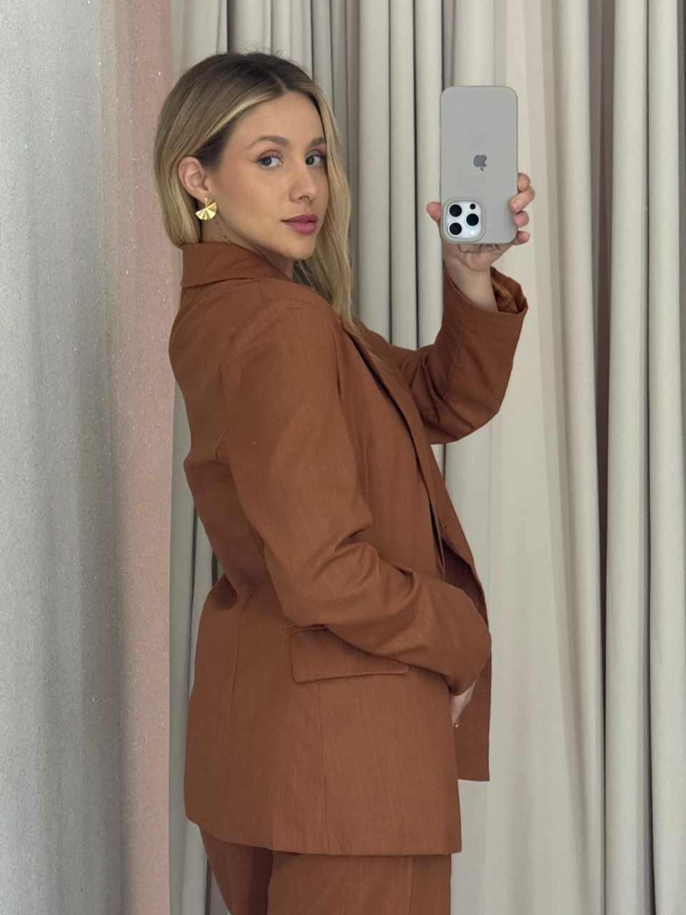 BLAZER CÉLIA LINHO CARAMELO