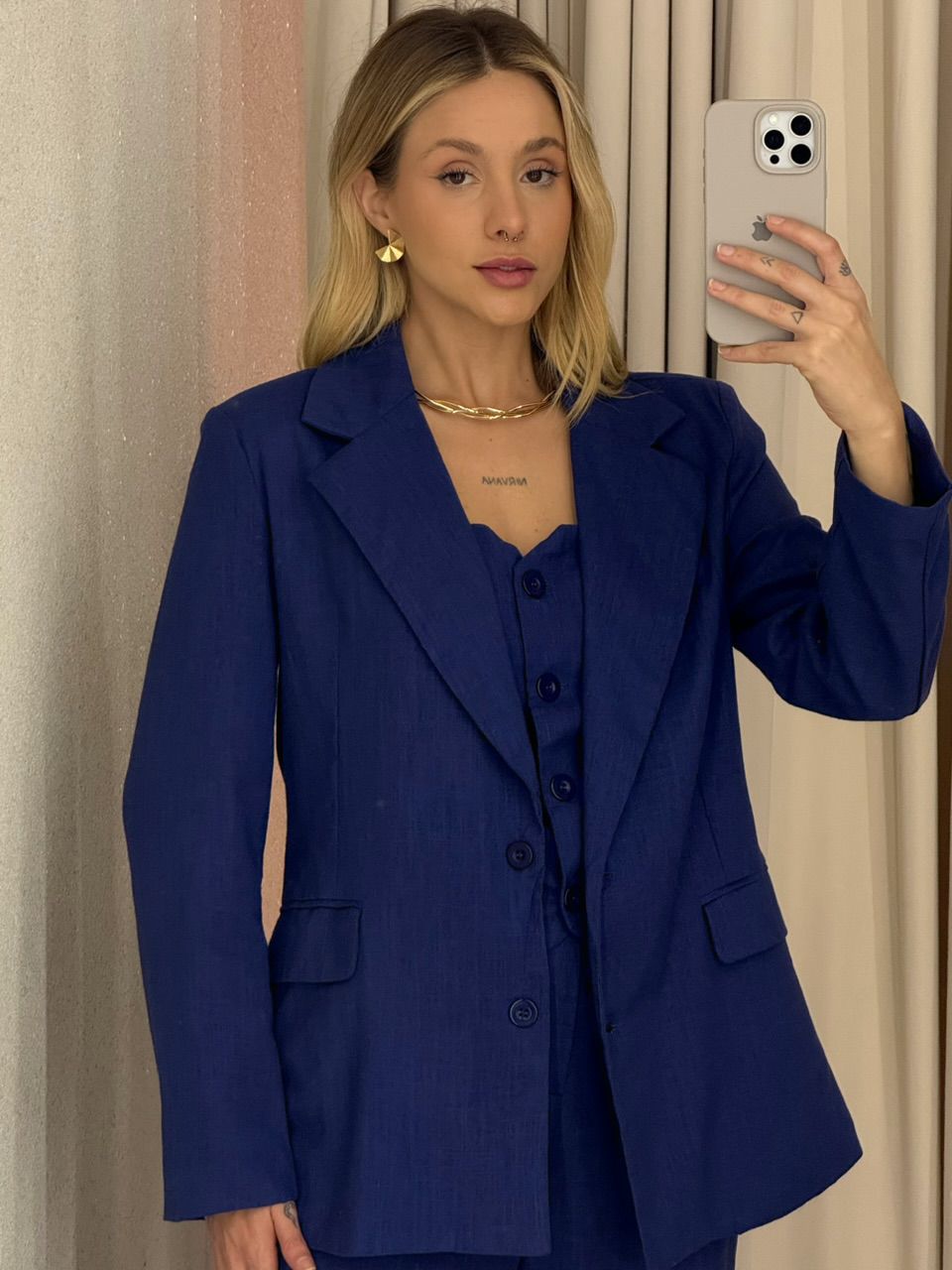 BLAZER CÉLIA LINHO MARINHO