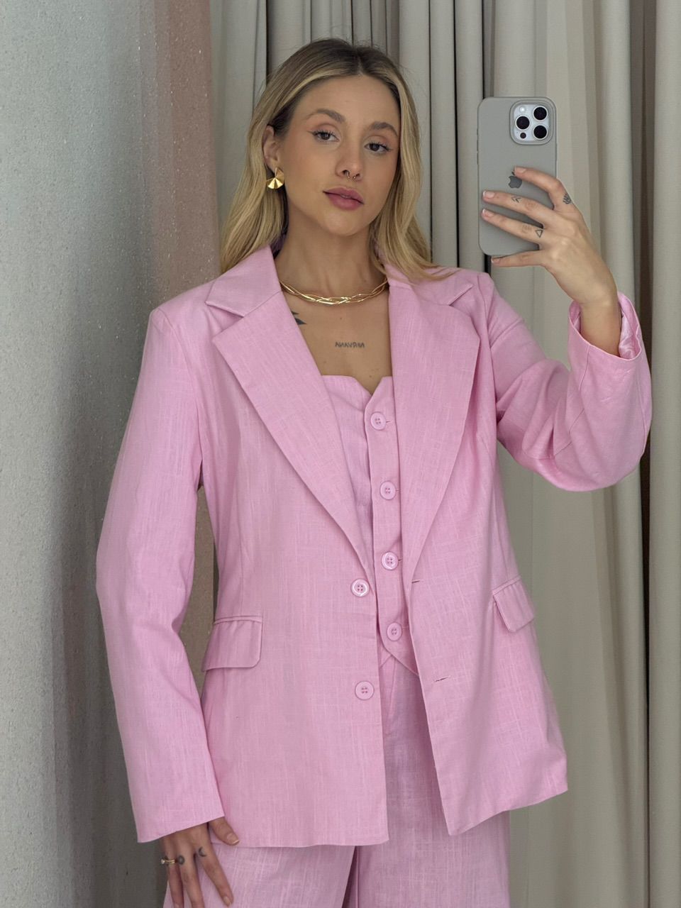 BLAZER CÉLIA LINHO ROSA