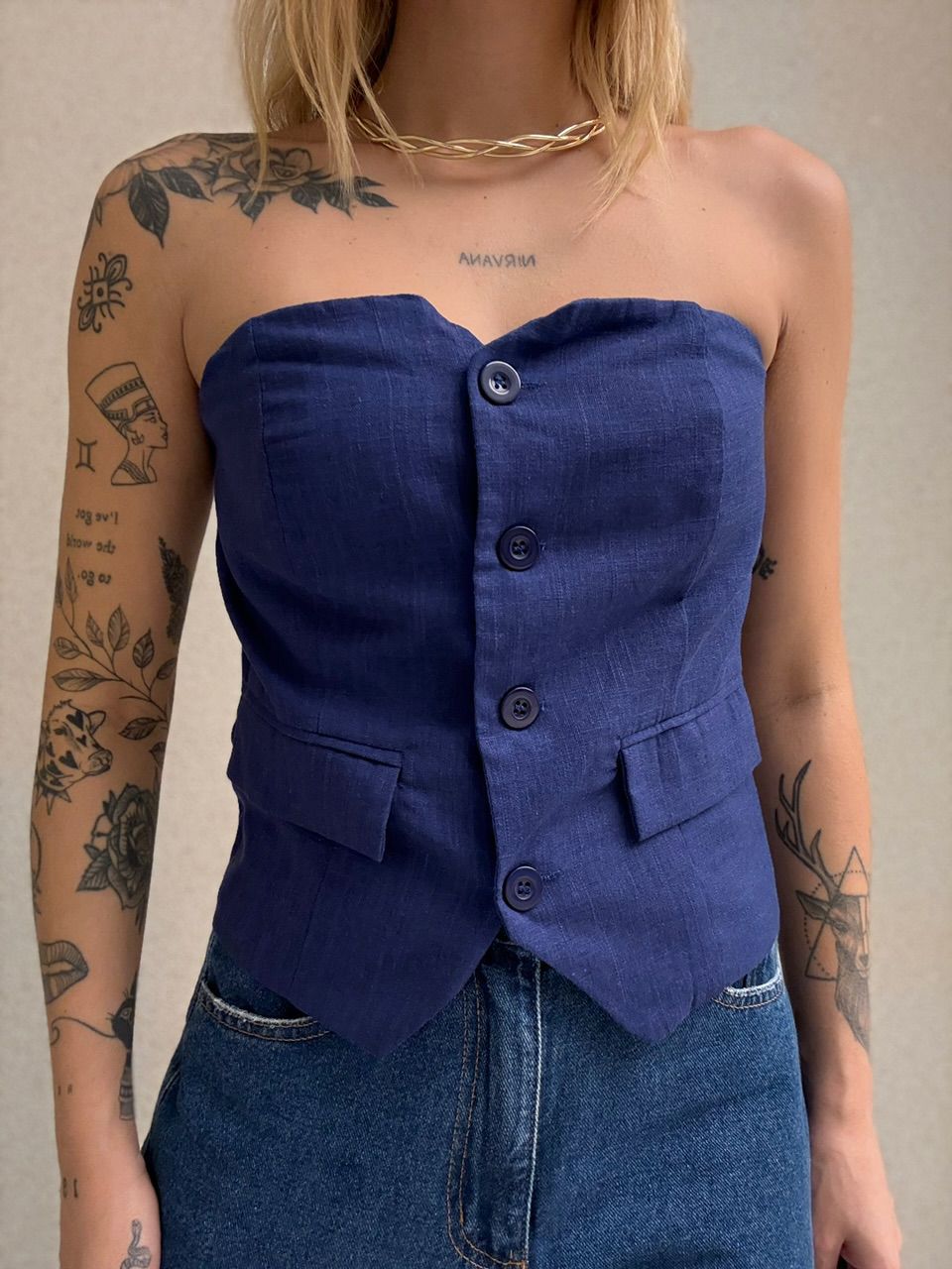 BLUSA DINAH TOMARA QUE CAIA MARINHO - 0064340055 - CAROLLA FERRARO