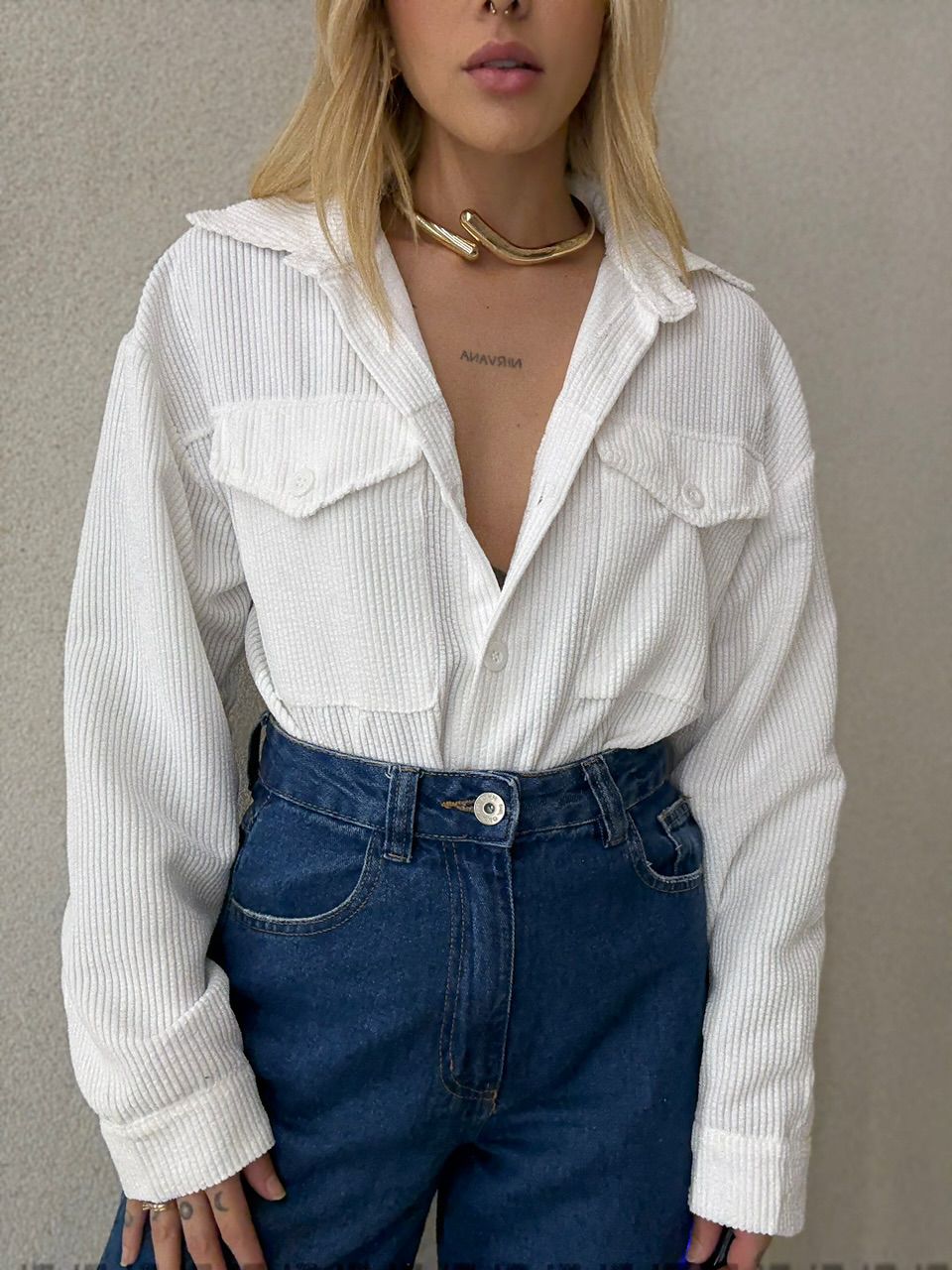 CAMISA CAETANA COTELÊ OFF - 0064390048 - CAROLLA FERRARO