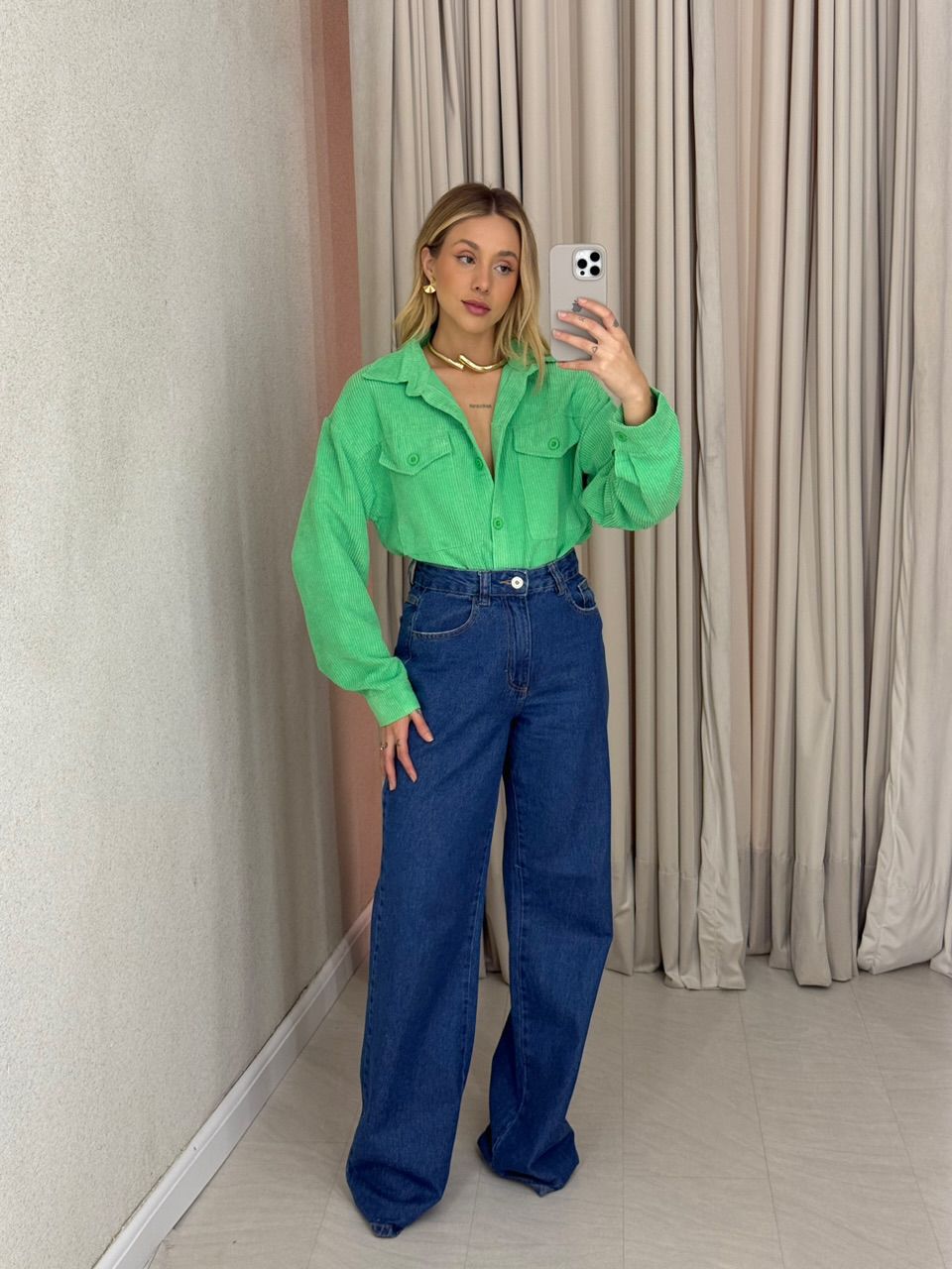 CAMISA CAETANA COTELÊ VERDE
