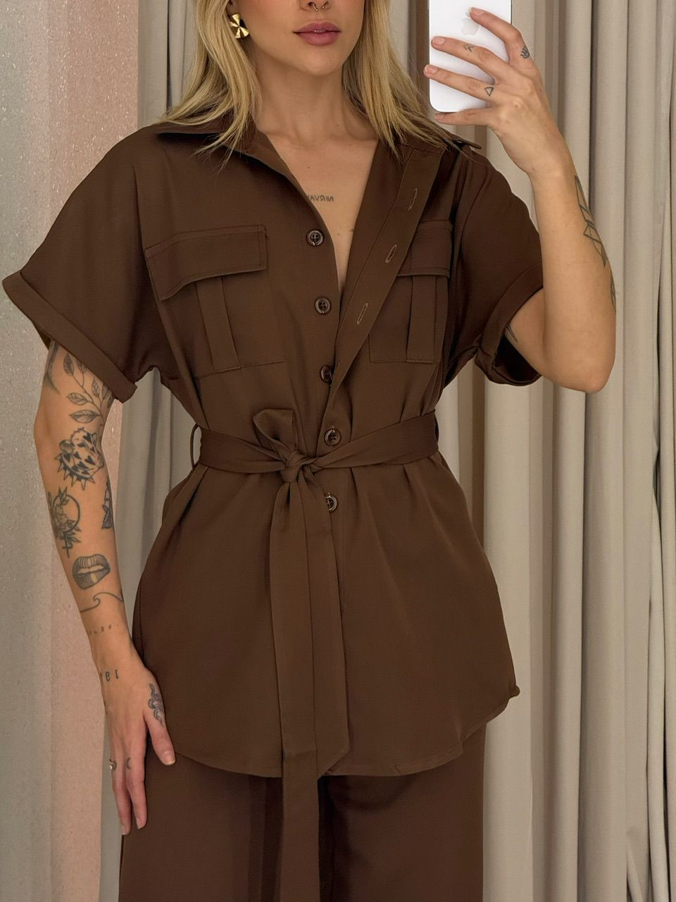  CONJUNTO FRANCISCA CALÇA MARROM