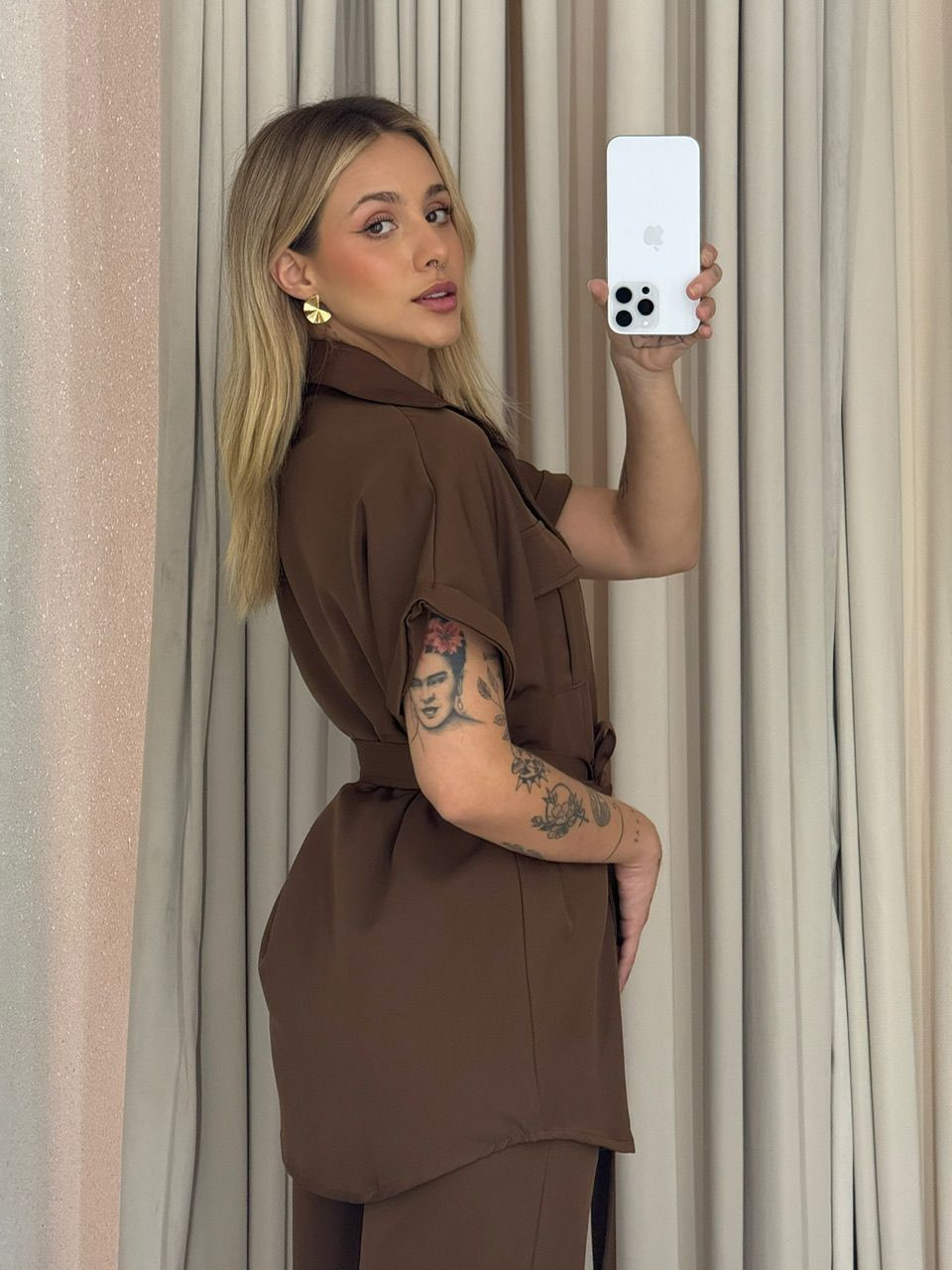  CONJUNTO FRANCISCA CALÇA MARROM