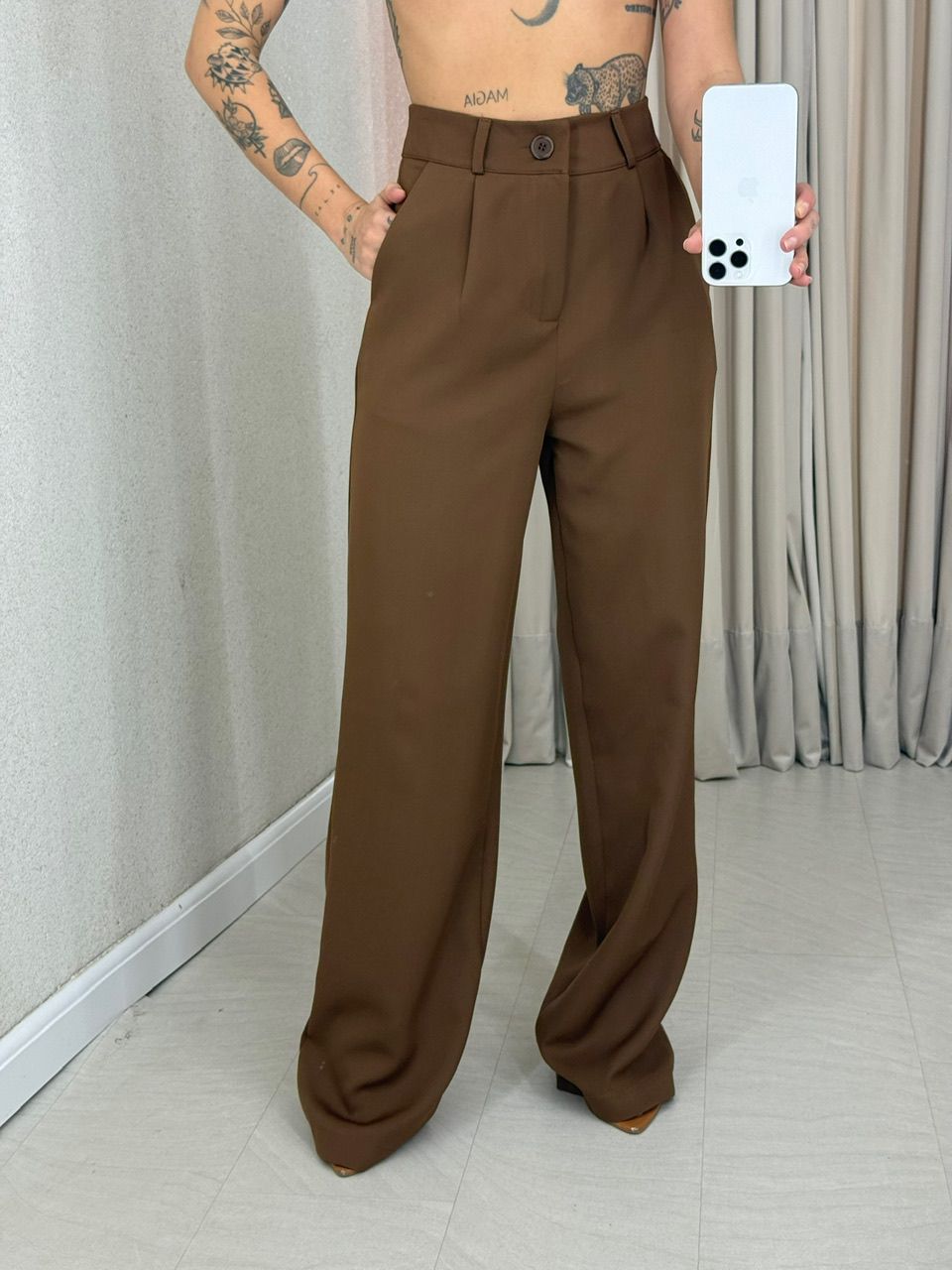  CONJUNTO FRANCISCA CALÇA MARROM