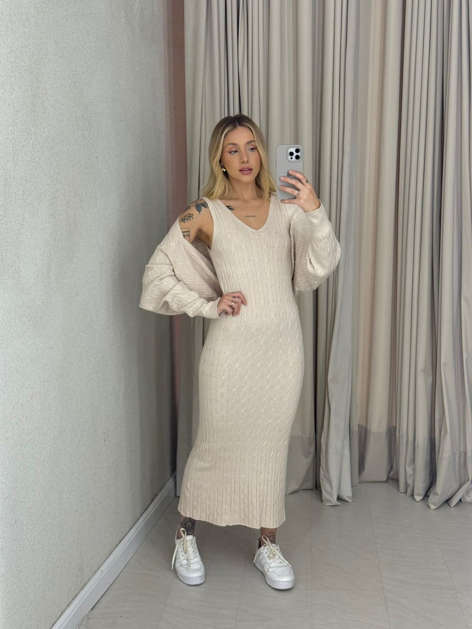 CONJUNTO MALTA Tricot Areia - 0064360110 - CAROLLA FERRARO