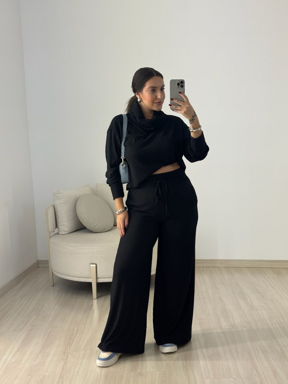 CONJUNTO ROMANA CALÇA PRETO - 0064380032 - CAROLLA FERRARO