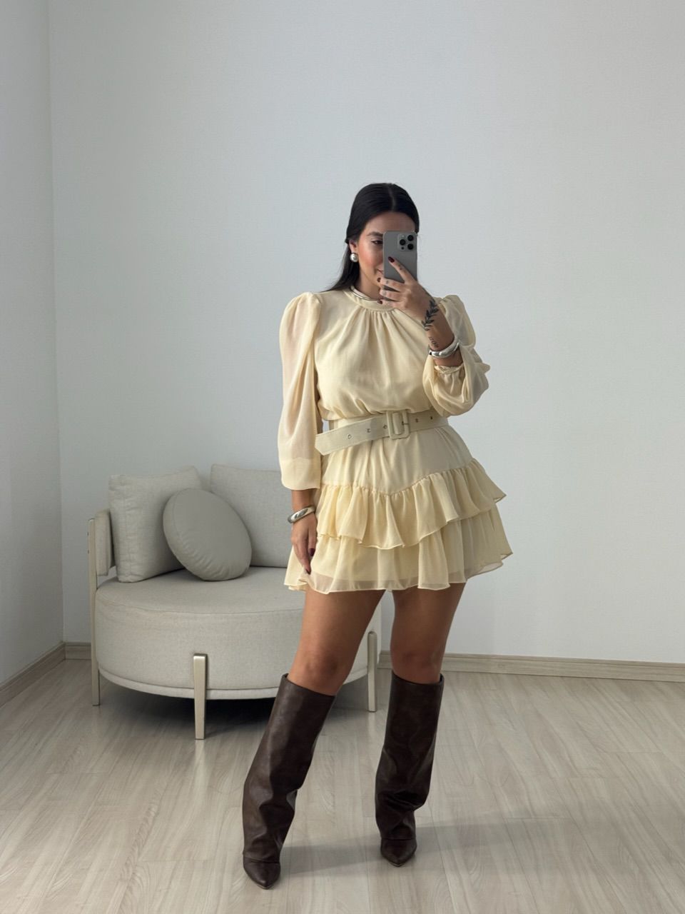 VESTIDO ROSÂNGELA CINTO CREME