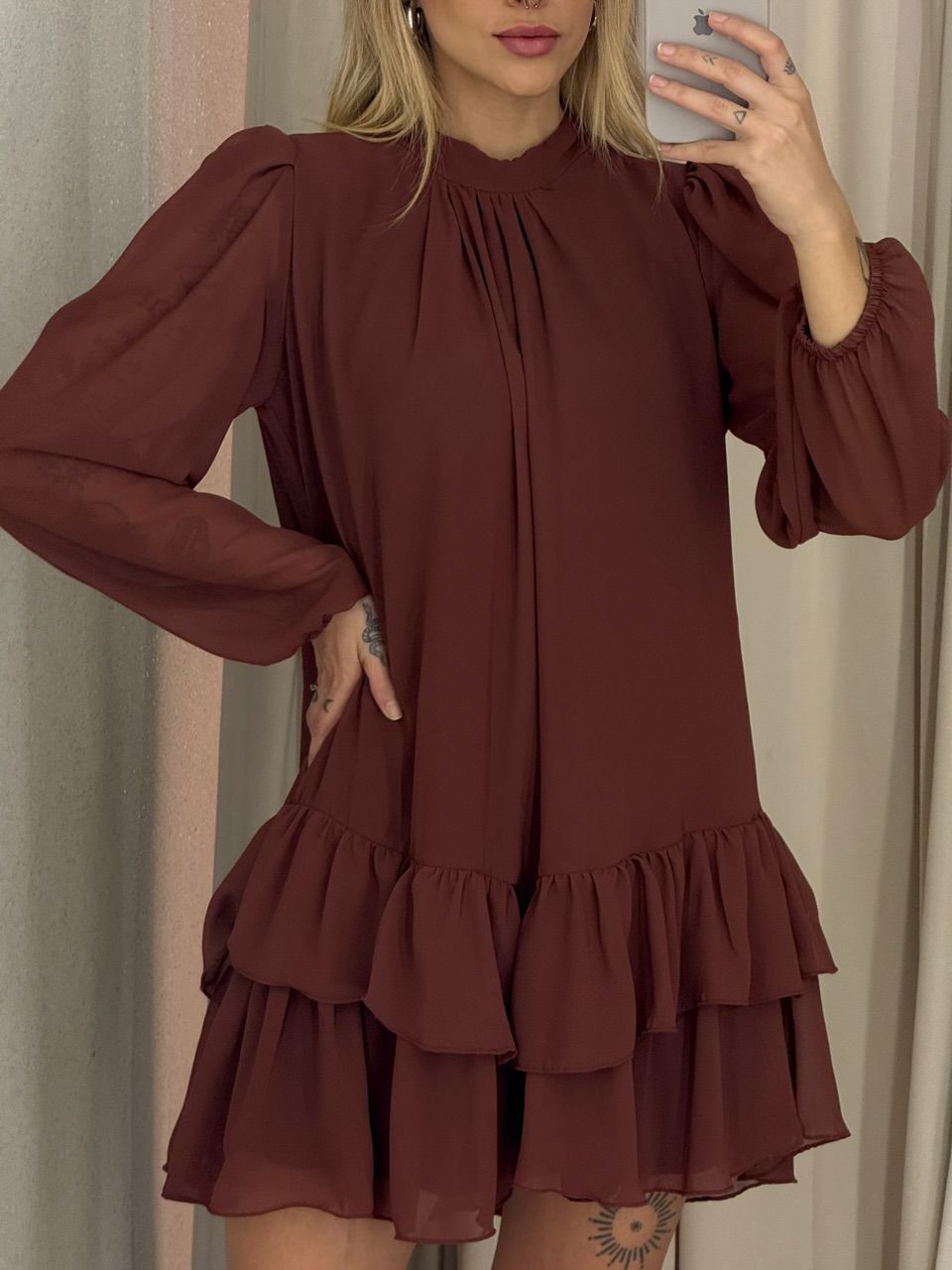 VESTIDO ROSÂNGELA CINTO MARROM