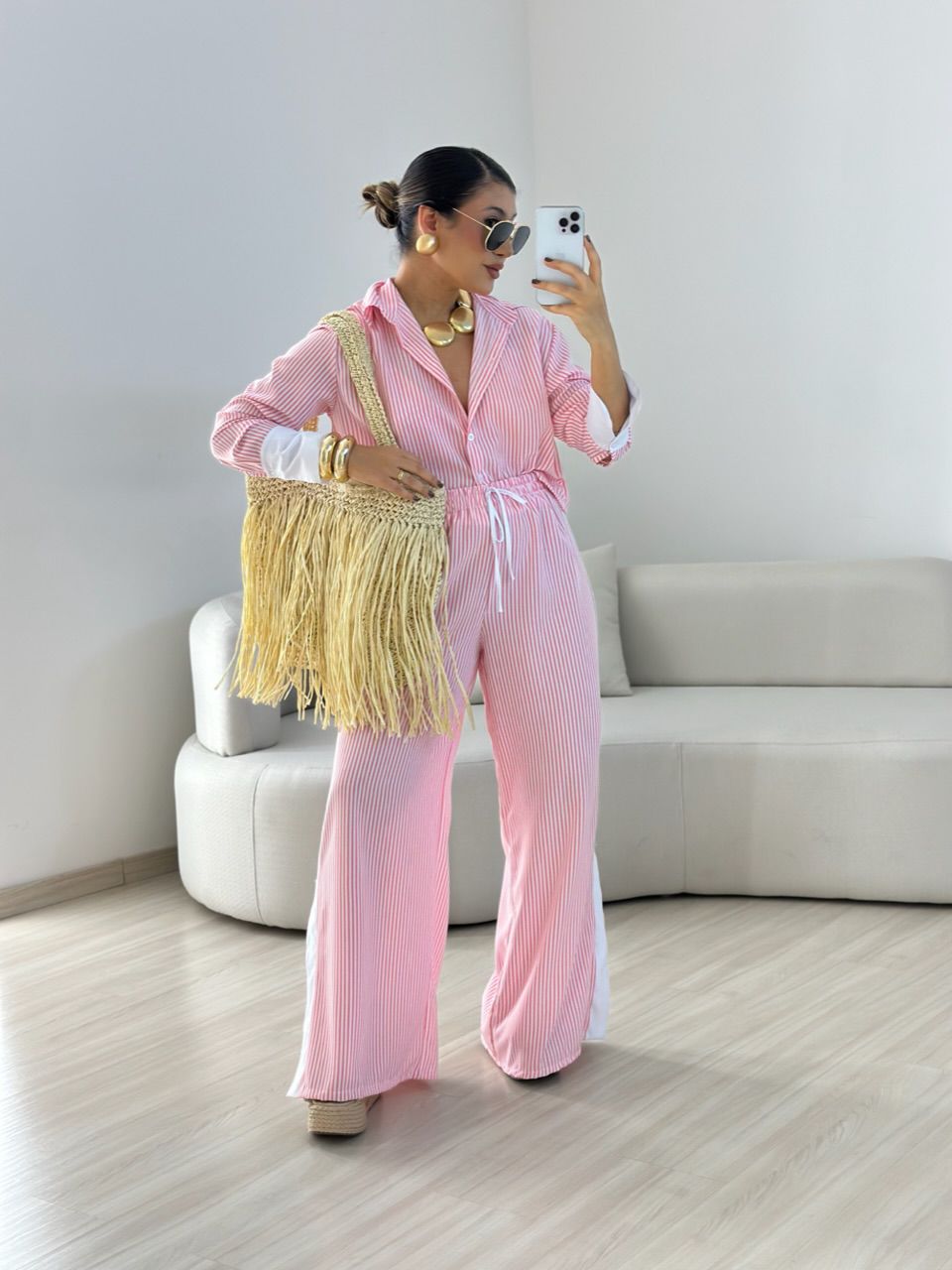 TRIJUNTO CAMILA LISTRADO ROSA