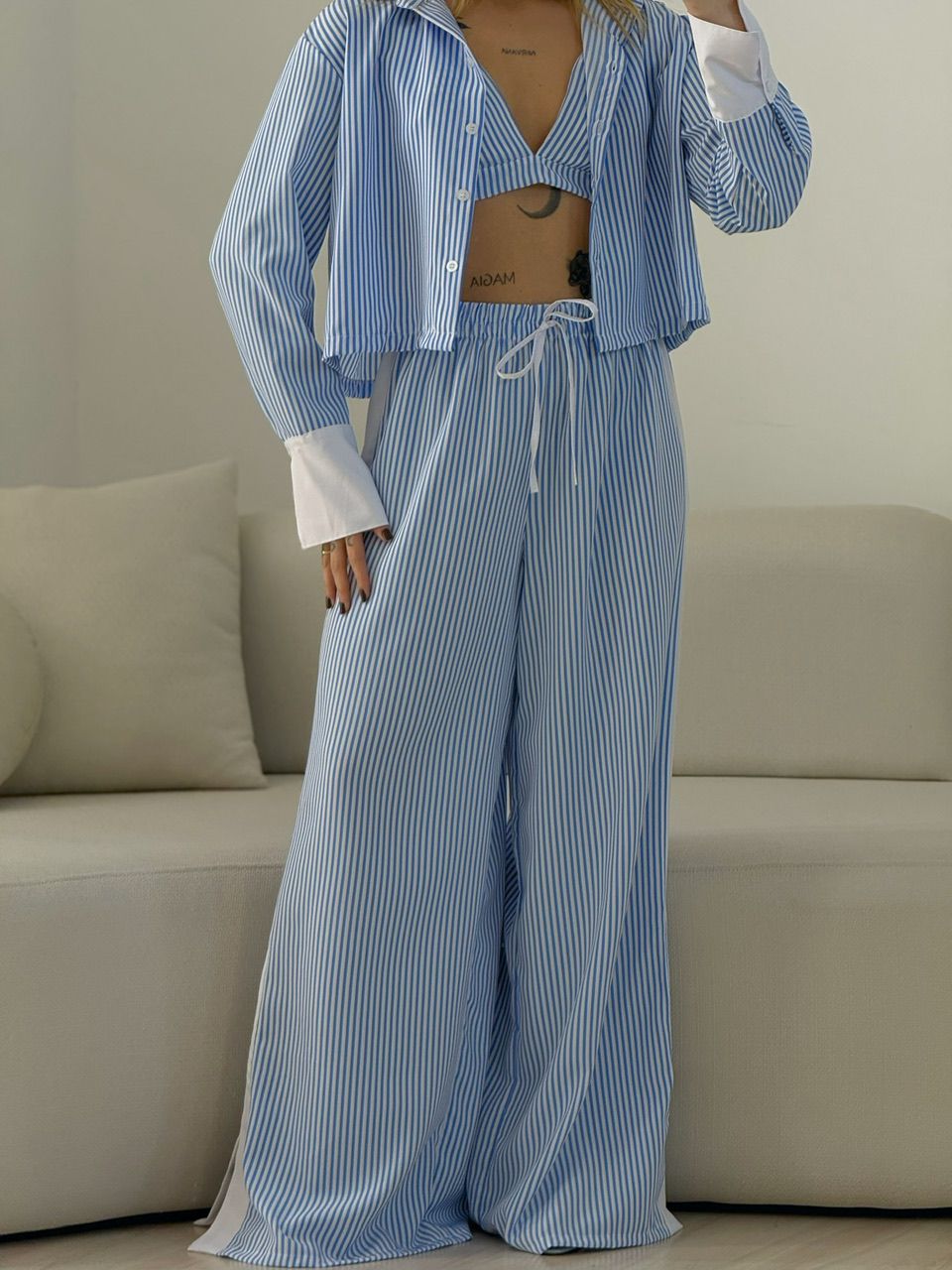 TRIJUNTO CAMILA LISTRADO AZUL