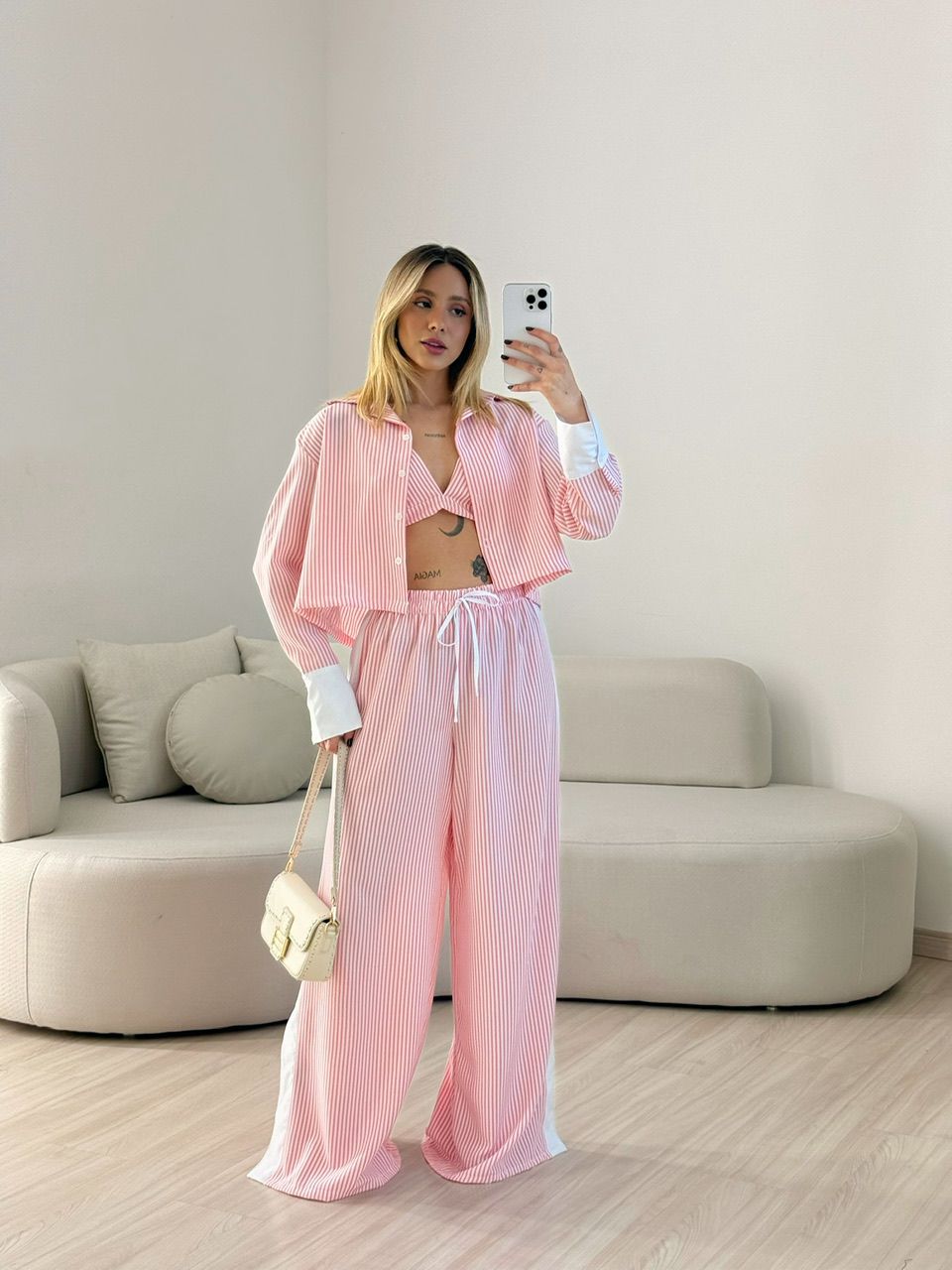 TRIJUNTO CAMILA LISTRADO ROSA - 0067700031 - CAROLLA FERRARO