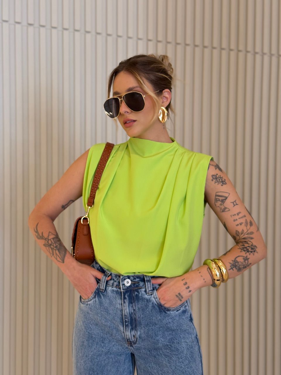 BLUSA LUARA PREGAS LIMA - 0068740116 - CAROLLA FERRARO