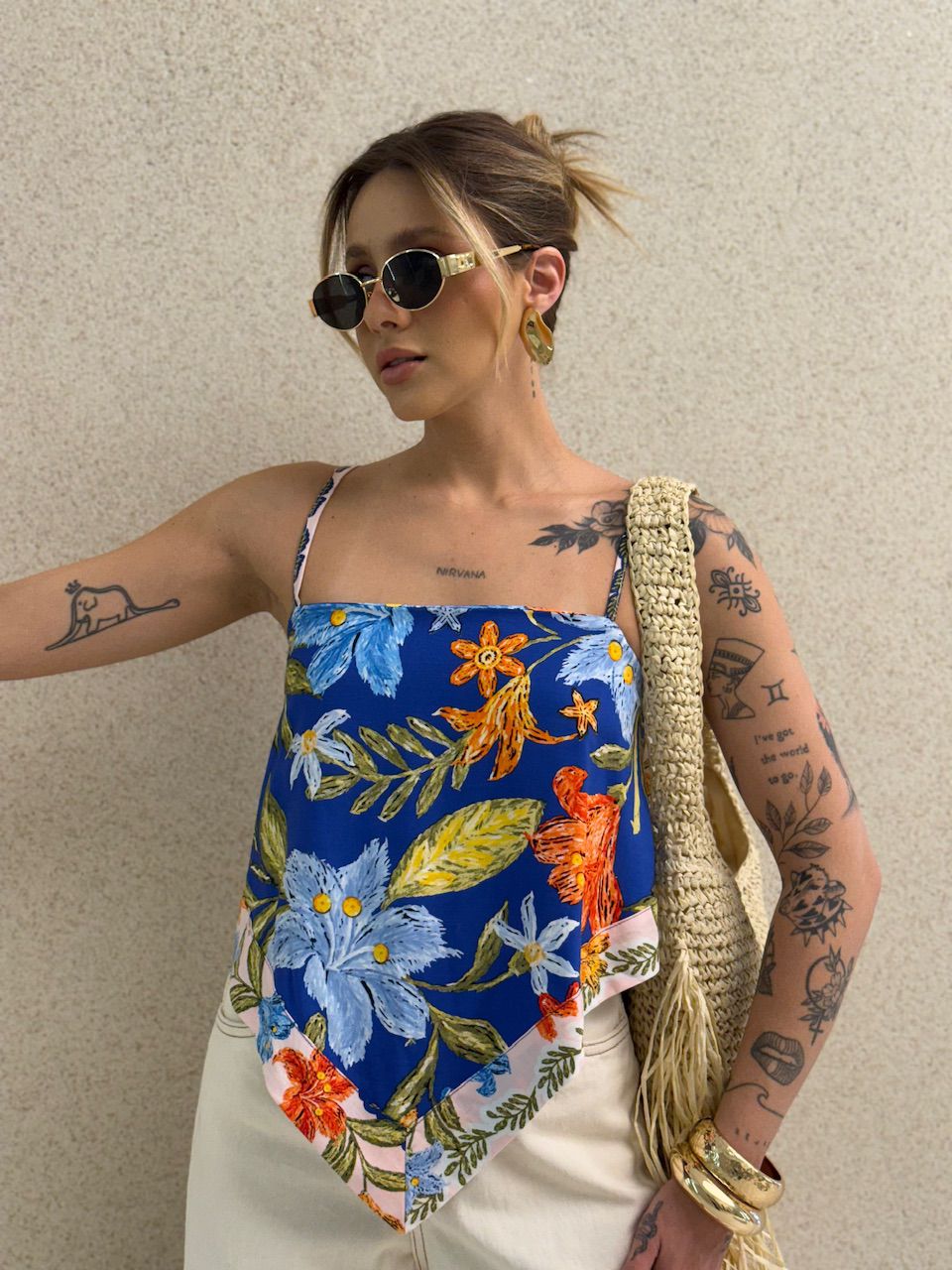 BLUSA MARINA ESTAMPADA AZUL BIC