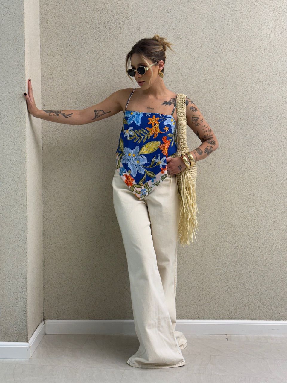 BLUSA MARINA ESTAMPADA AZUL BIC