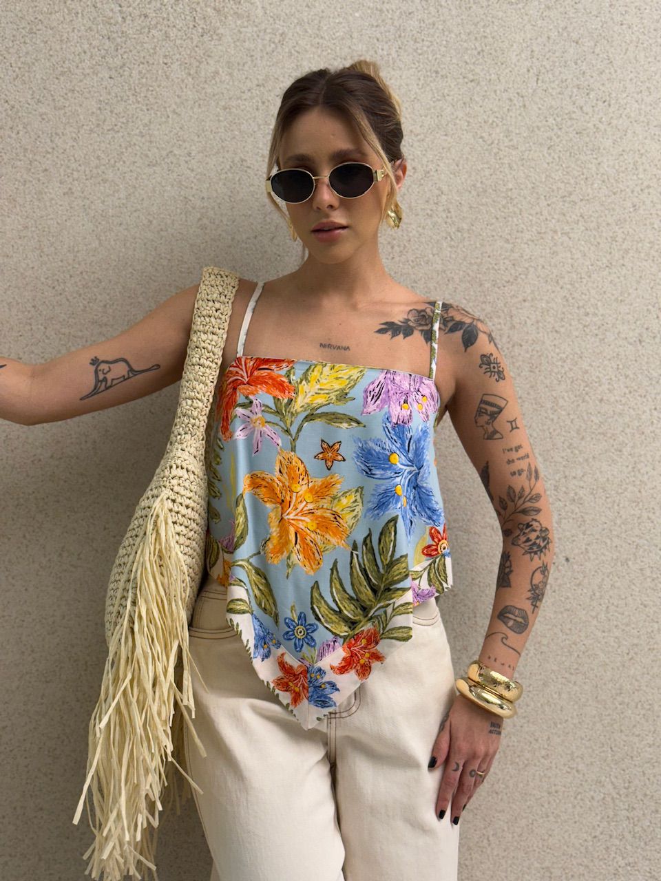 BLUSA MARINA ESTAMPADA BABY BLUE - 0069160365 - CAROLLA FERRARO