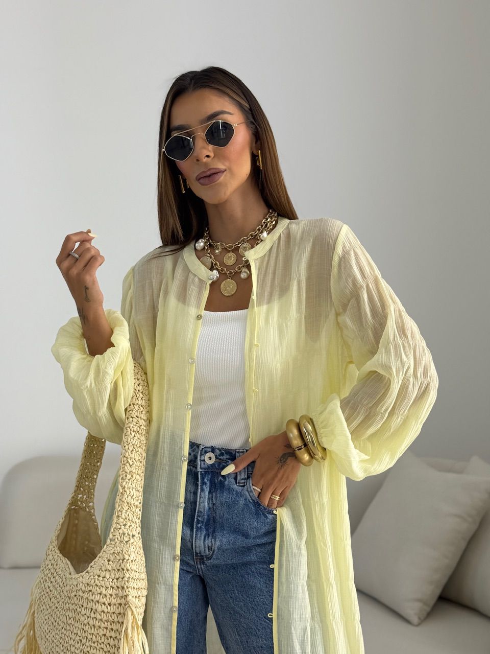 CHEMISE LAVINIA BOTÕES YELLOW BUTTER