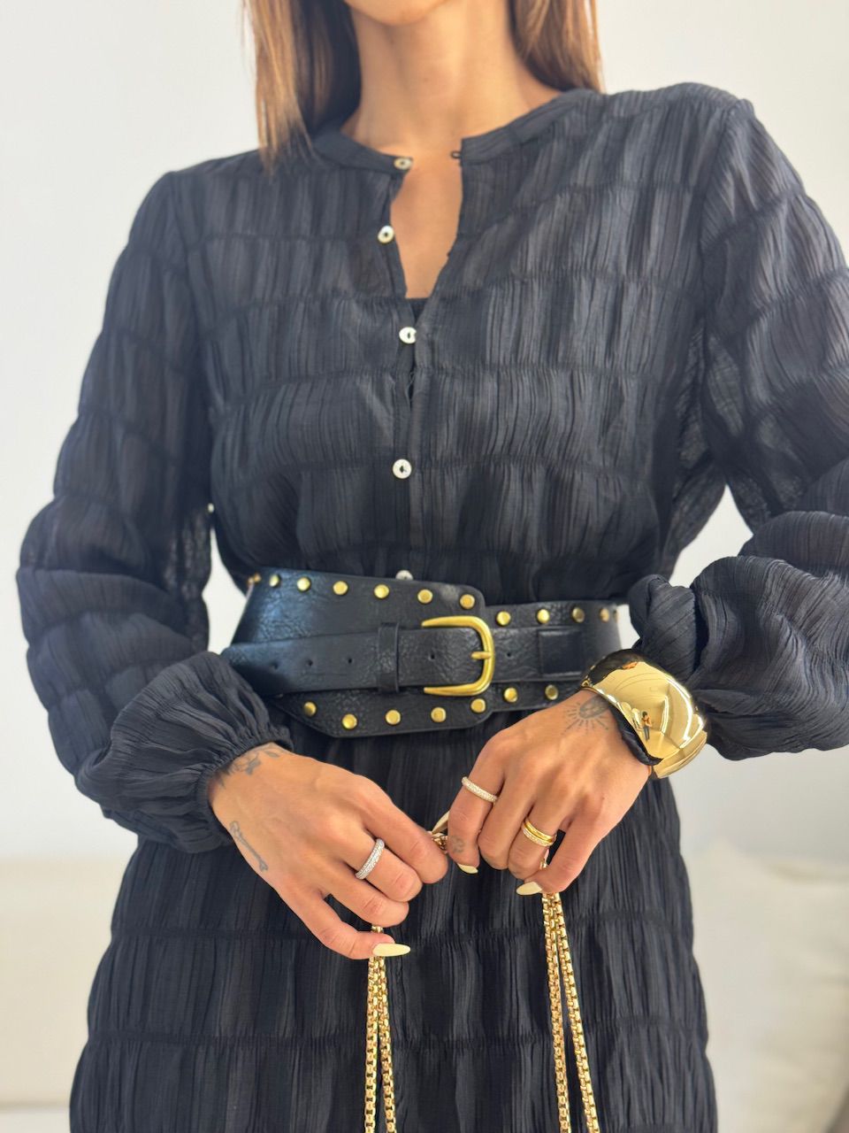 CHEMISE LAVINIA BOTÕES PRETA