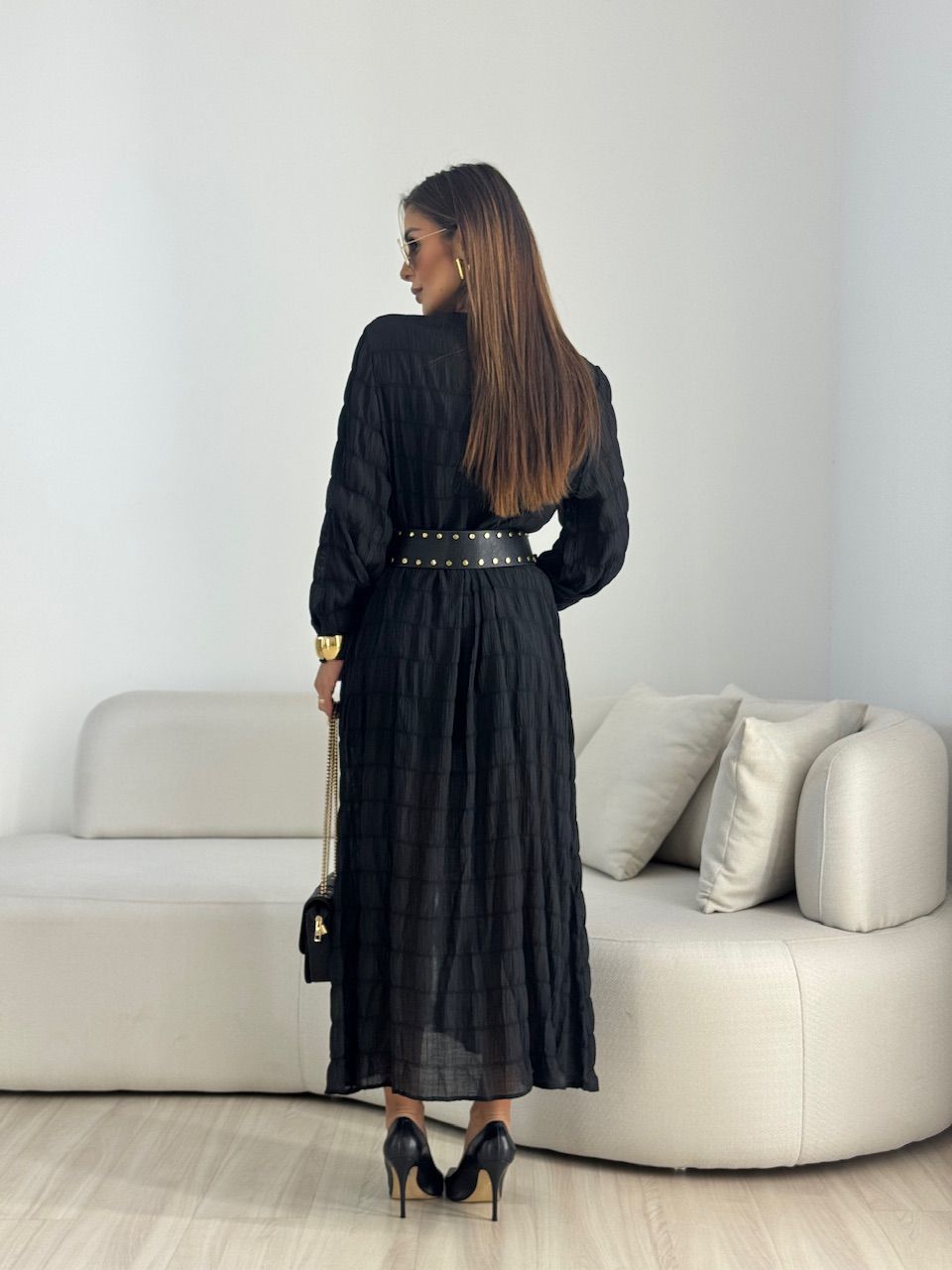 CHEMISE LAVINIA BOTÕES PRETA
