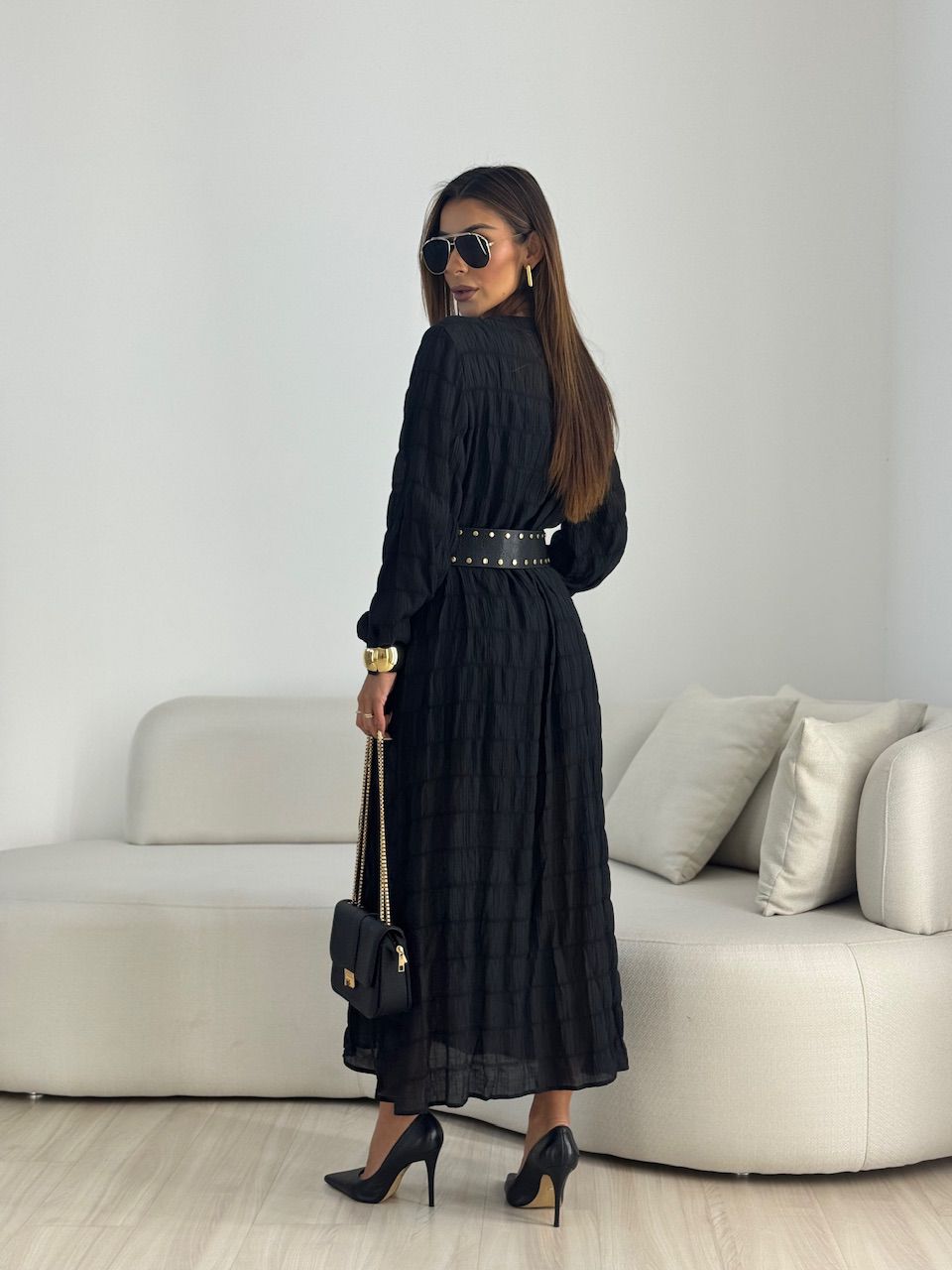 CHEMISE LAVINIA BOTÕES PRETA