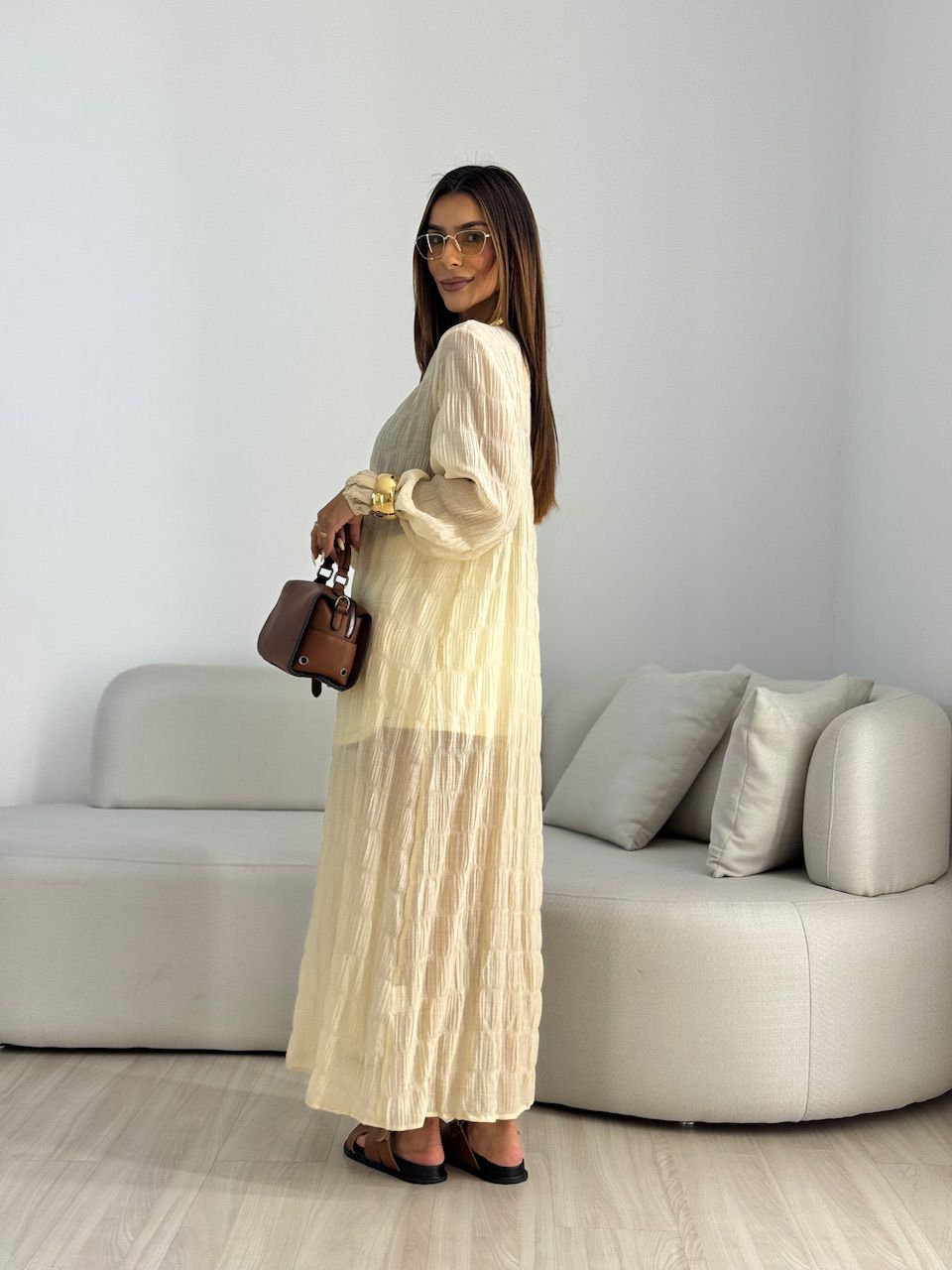CHEMISE LAVINIA BOTÕES NUDE