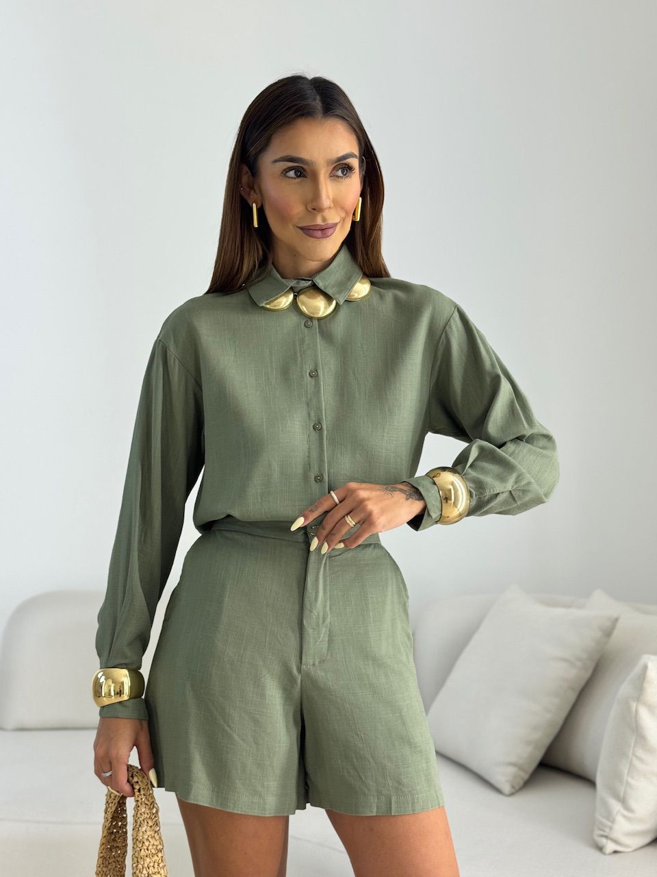 CONJUNTO NANDA SHORT VERDE OLIVA
