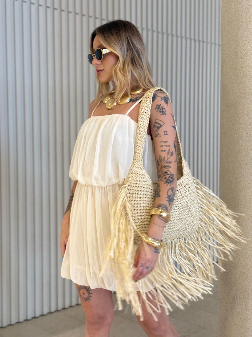VESTIDO ANTONELA BALONÊ AREIA