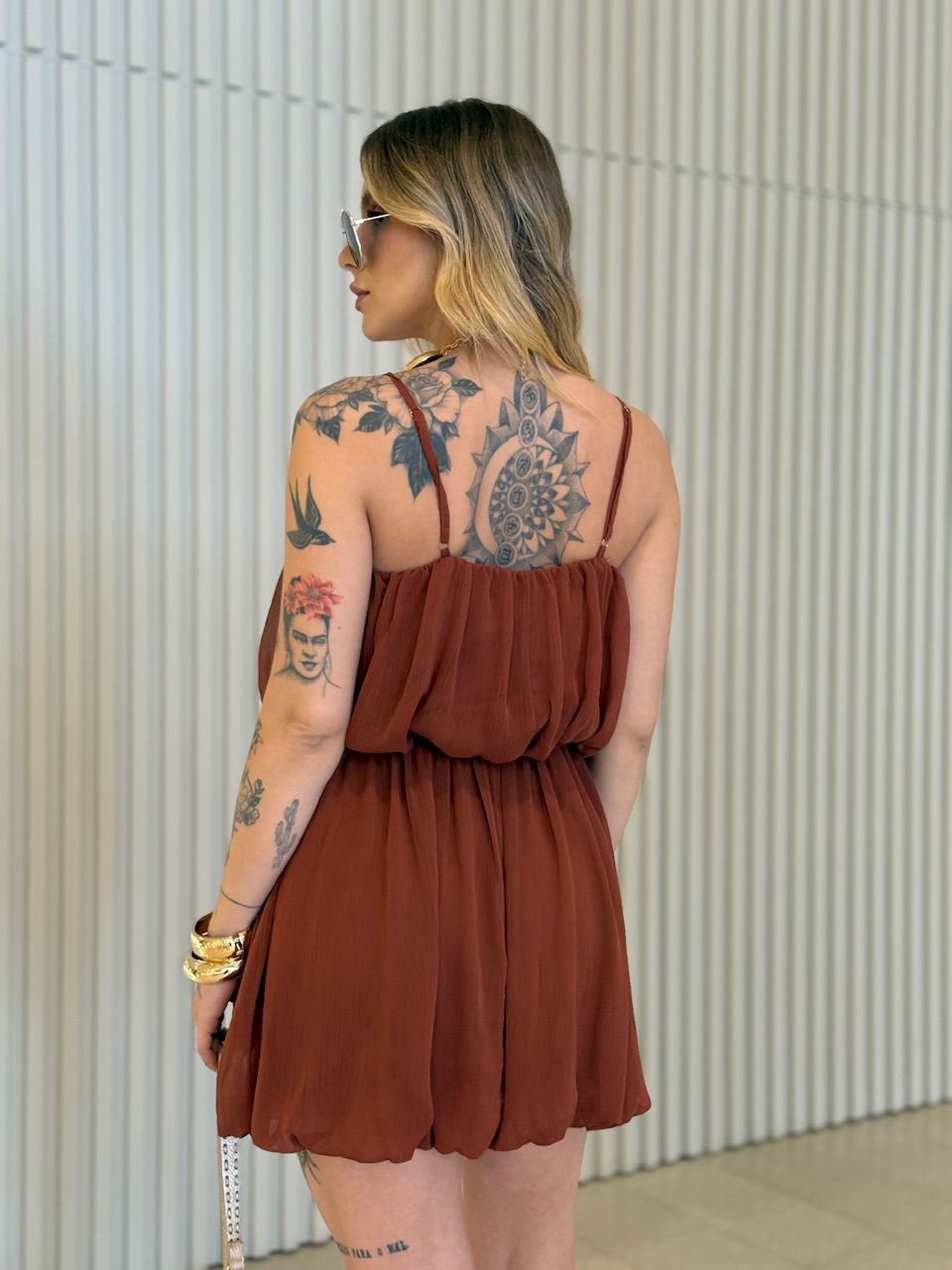 VESTIDO ANTONELA BALONÊ MARROM