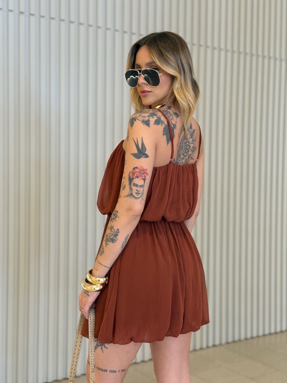 VESTIDO ANTONELA BALONÊ MARROM