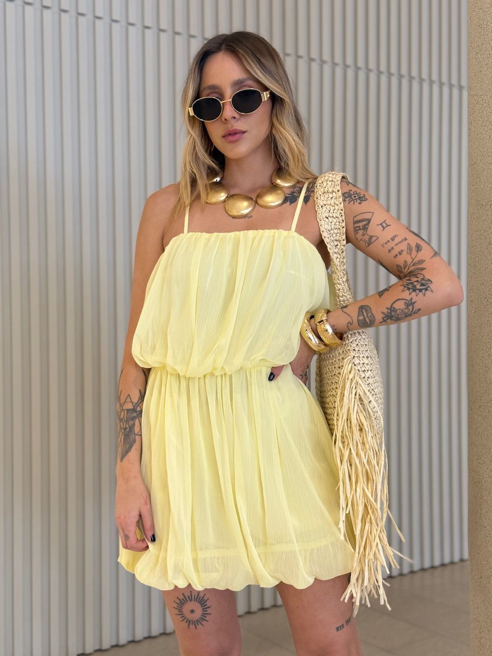 VESTIDO ANTONELA BALONÊ YELLOW BUTTER