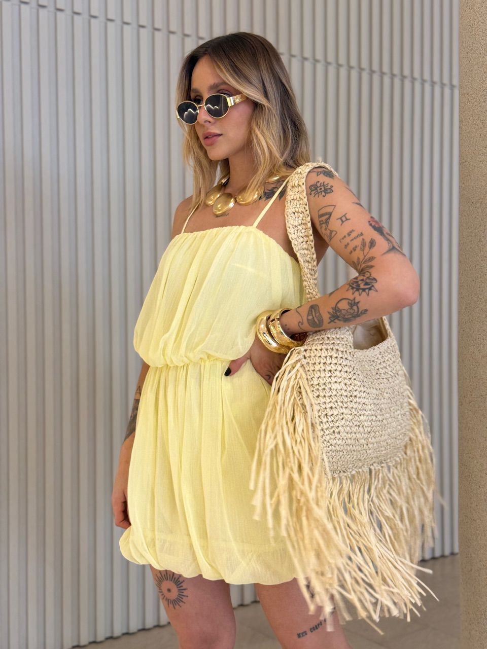 VESTIDO ANTONELA BALONÊ YELLOW BUTTER