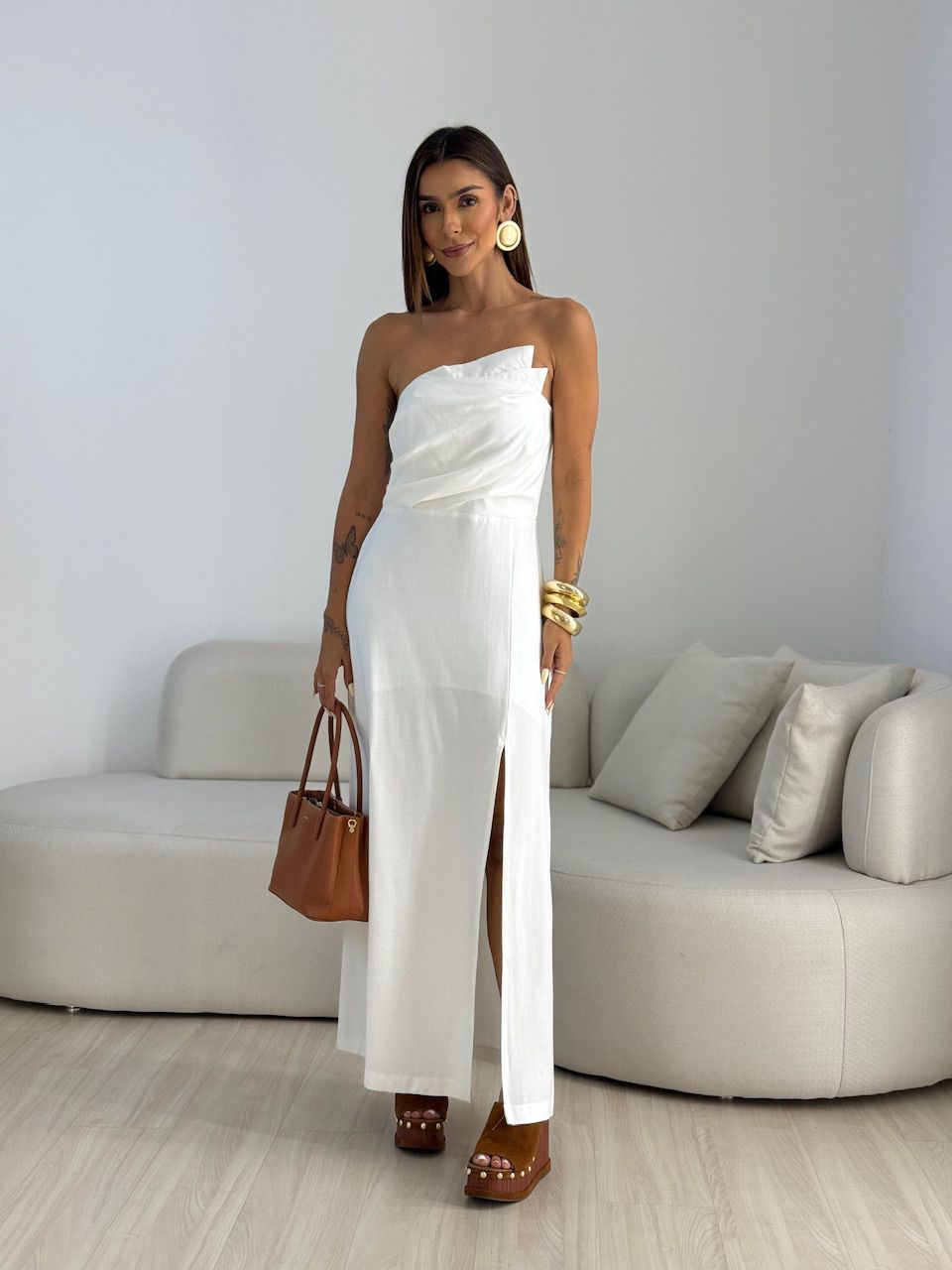 VESTIDO ELISA FENDA OFF - 0069220326 - CAROLLA FERRARO