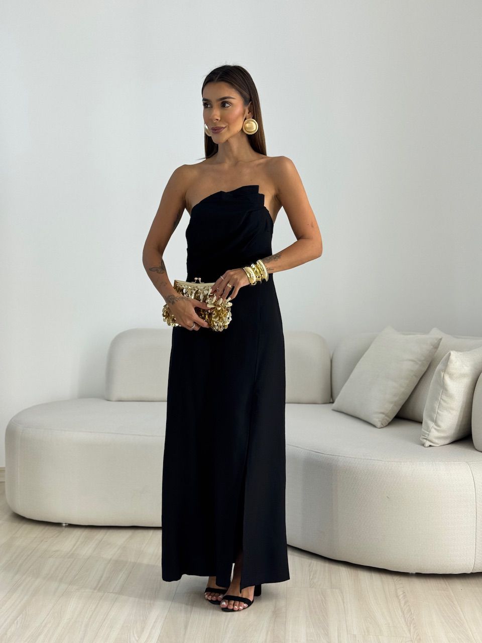 VESTIDO ELISA FENDA PRETO