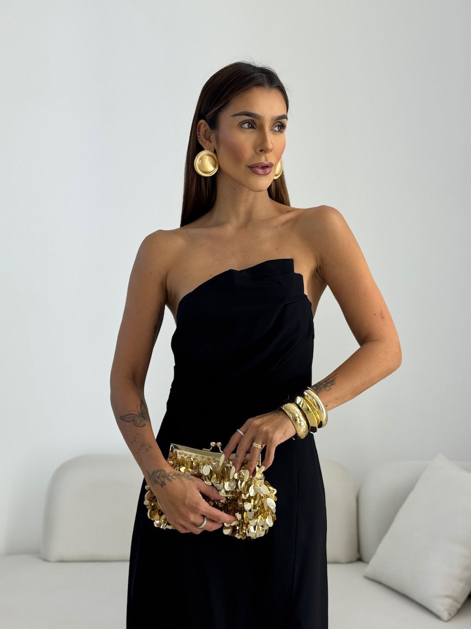 VESTIDO ELISA FENDA PRETO