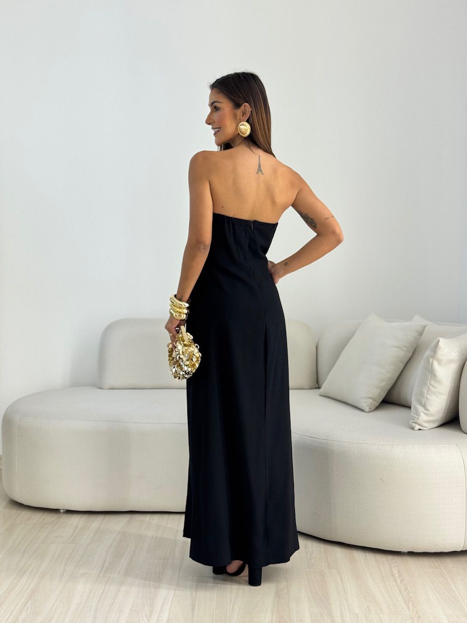 VESTIDO ELISA FENDA PRETO
