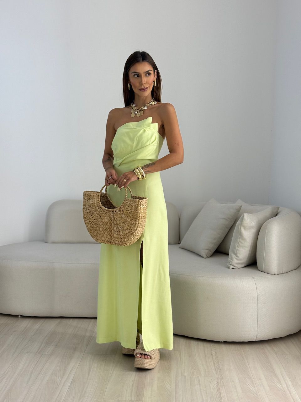 VESTIDO ELISA FENDA VERDE